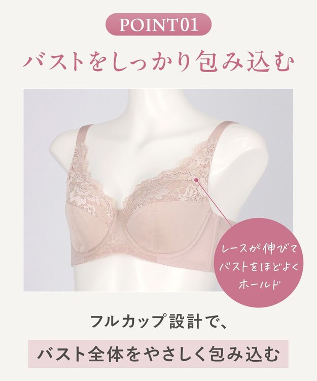 Wing ブラジャー バストをしっかり包みこむ 背中の段差を軽減 綿混(カップ肌側) フルカップブラ KB2115 ウイング／ワコール ピーチ