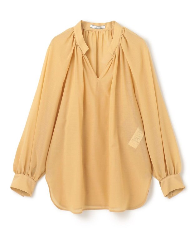 BEIGE， 【洗える】MOYE / シアーウールパフスリーブブラウス Mustard