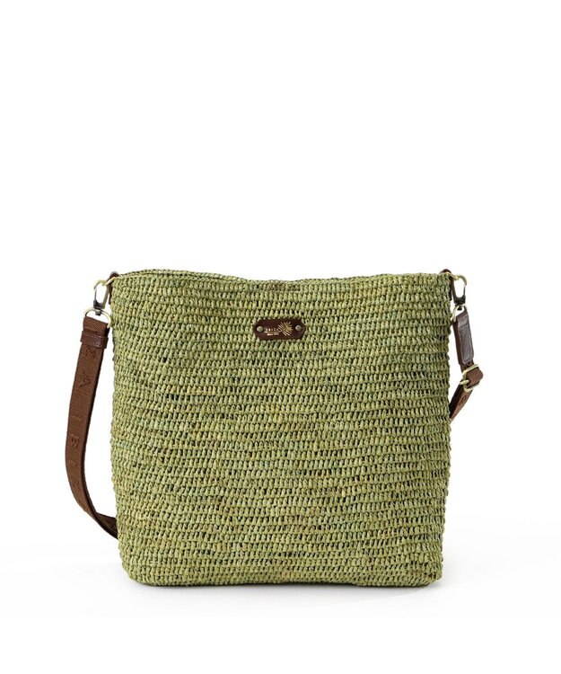 IBIZA ラフィア　ショルダーバッグ（草木染め） カーキ
