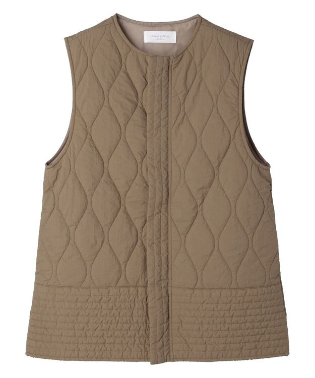 Green Parks ヒョウタンキルトミドル丈ベスト Beige