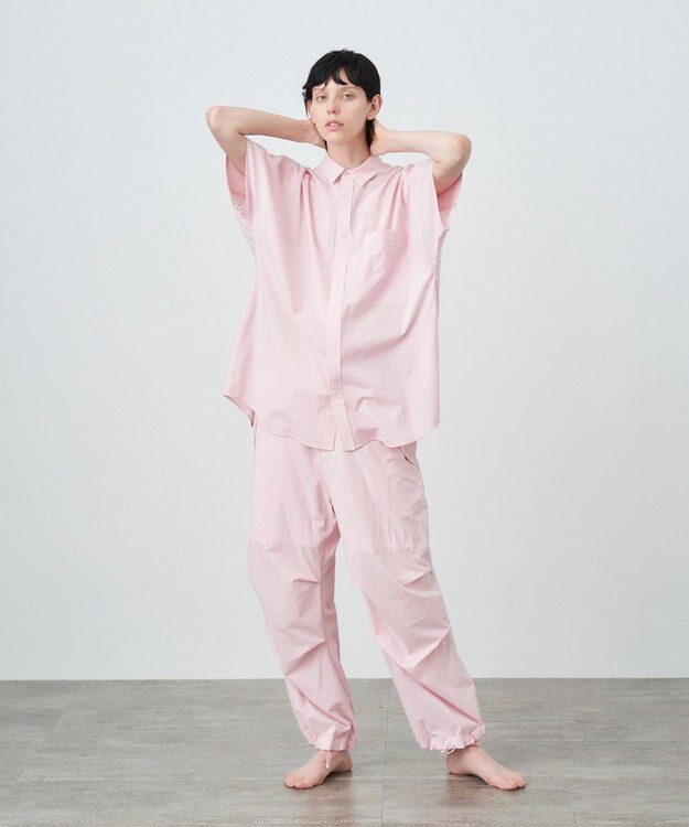 ATON MICRO SHRINK LAWN | オーバーサイズシャツ PINK