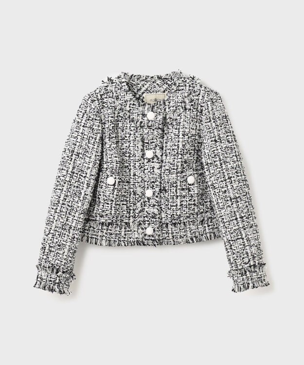 GRACE CONTINENTAL フリンジツイードジャケット ブラック