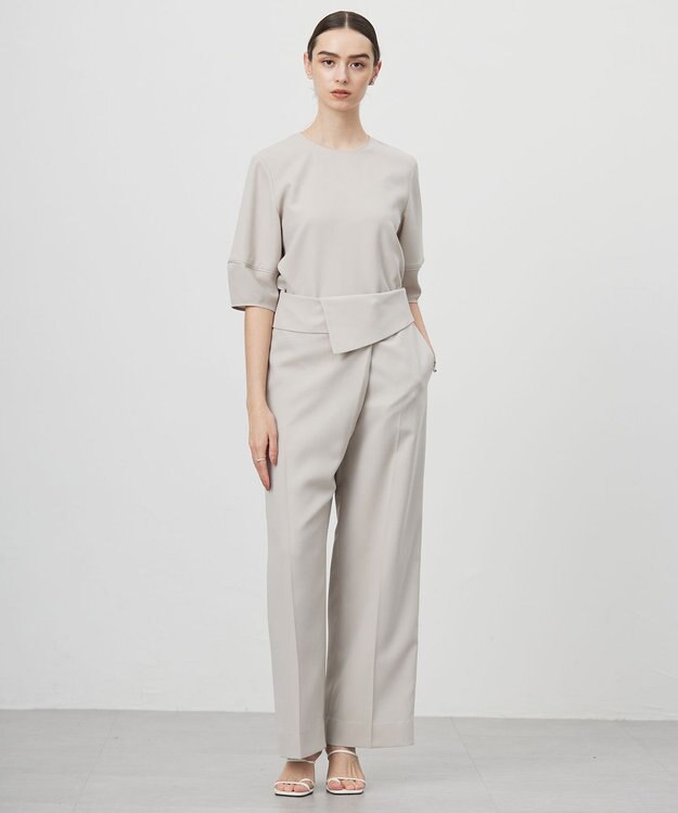 ICB L 【UVケア・接触冷感・速乾・防シワ・洗える】 FluidBackSatin デザインワイドパンツ トープ系