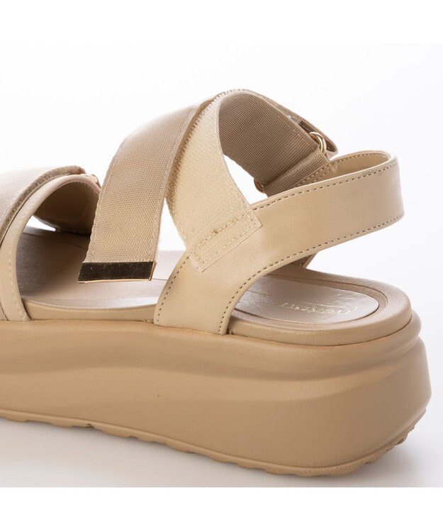 MODE ET JACOMO <noyau>厚底サテンベルクロスポーツサンダル ベージュ