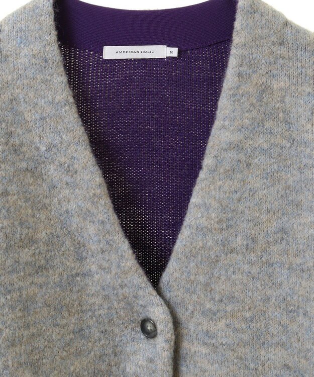 AMERICAN HOLIC ブークレＷフェイスＶネックニットカーディガン Sax