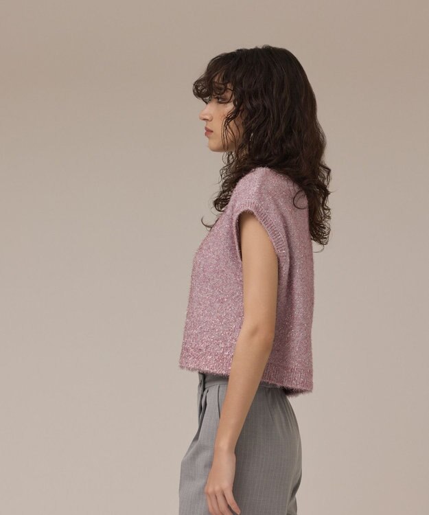 GRACE CONTINENTAL ショートフェザーニットトップ ピンク