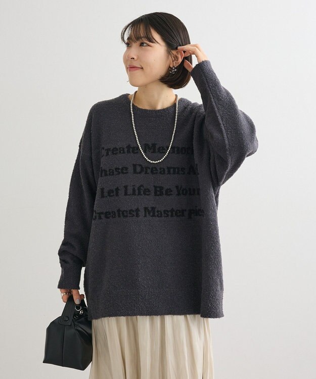 Green Parks ブークレロゴニットチュニック Charcoal Gray