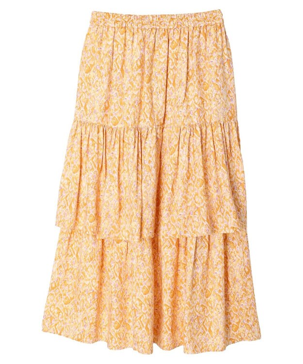 AMERICAN HOLIC ティアードエスニックプリントスカート Orange