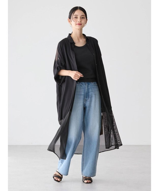 AMERICAN HOLIC サラックールメッシュ切替ワンピース Black