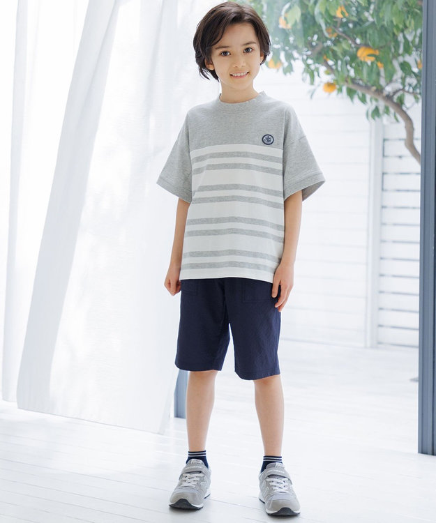 J.PRESS KIDS  【100-130cm】 ボーダービックシルエットＴシャツ グレー