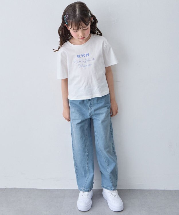 ANY KIDS 【2点セット】Tシャツ×レース キャミソールチュニック ホワイト