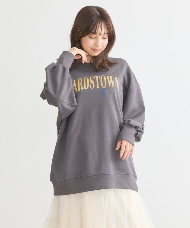 earth music&ecology アソートロゴルーズスウェット Charcoal Gray
