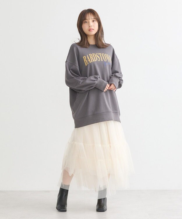 earth music&ecology アソートロゴルーズスウェット Charcoal Gray