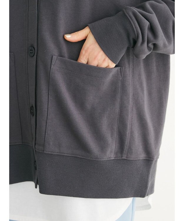 Green Parks ミニ裏毛Ｖネックカーディガン Dark Gray