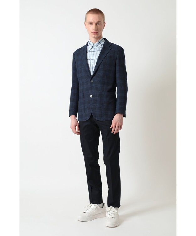 DAKS グレンチェック ジャージージャケット ネイビー