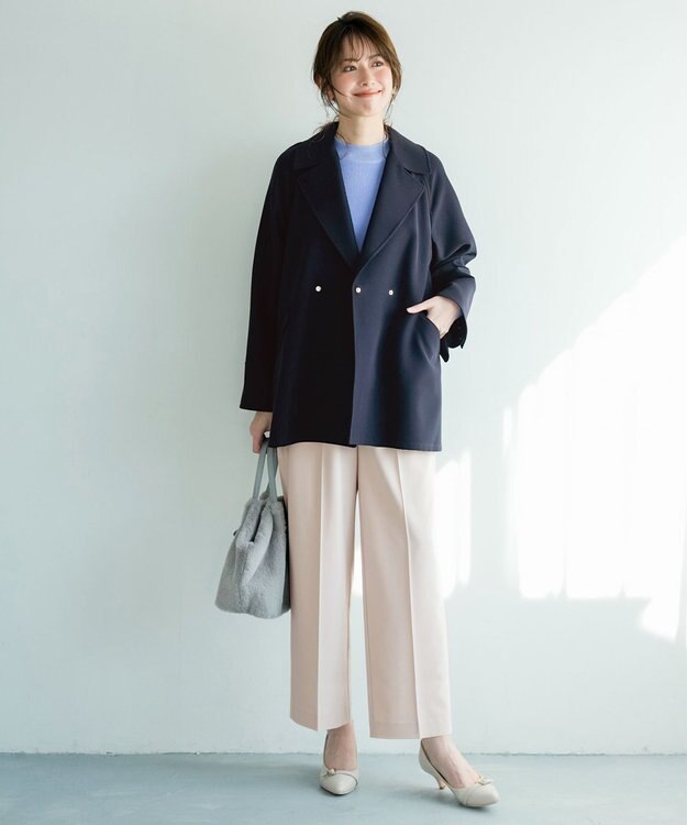 ANY SIS 【2WAY】エレカジストレッチミドルトレンチ コート ネイビー