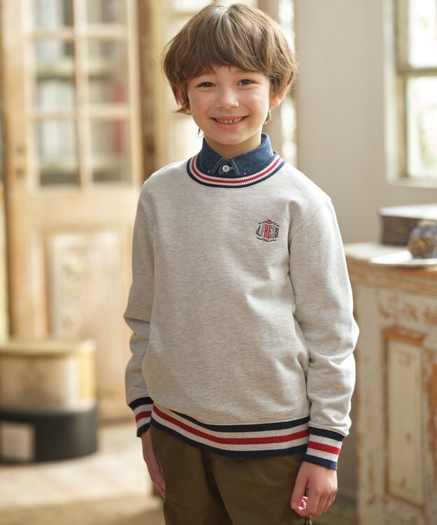 J.PRESS KIDS 【100-130cm】トリコリブコンビボーダー ミニ裏毛 トレーナー アイボリー系