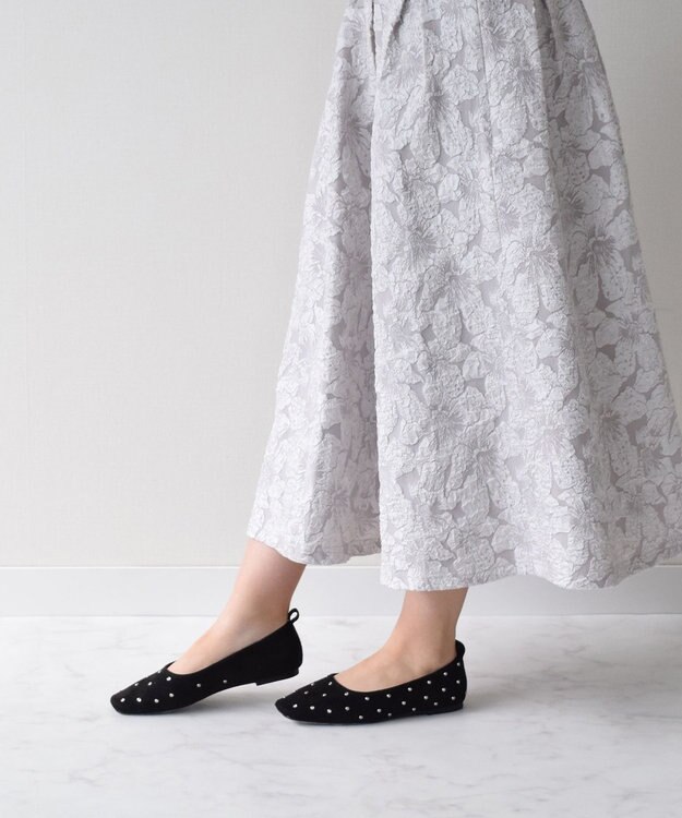 Bridget Birkin 【Bridget Birkin】ドットビジューフラットシューズ ブラックスウェード