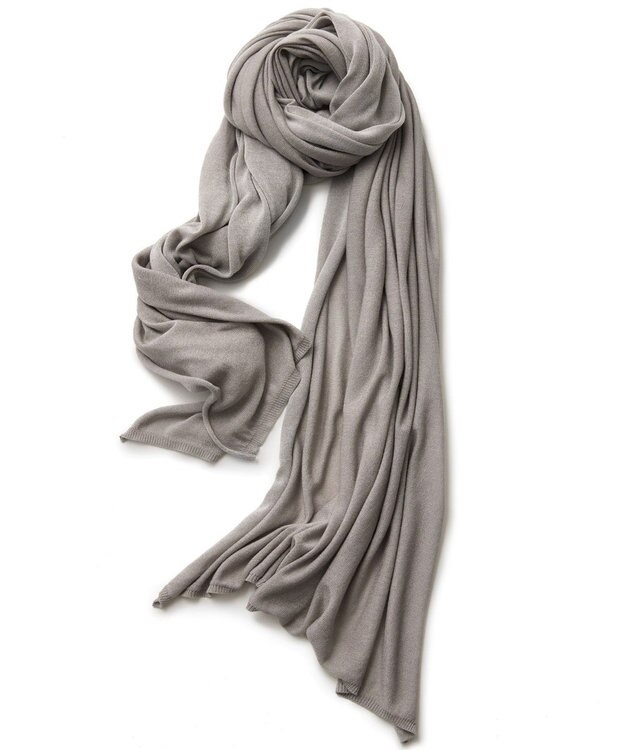 TOQUE 〈大草直子さんアドバイザー〉ウォッシャブルシルク×コットン大判ニット ストール グレー