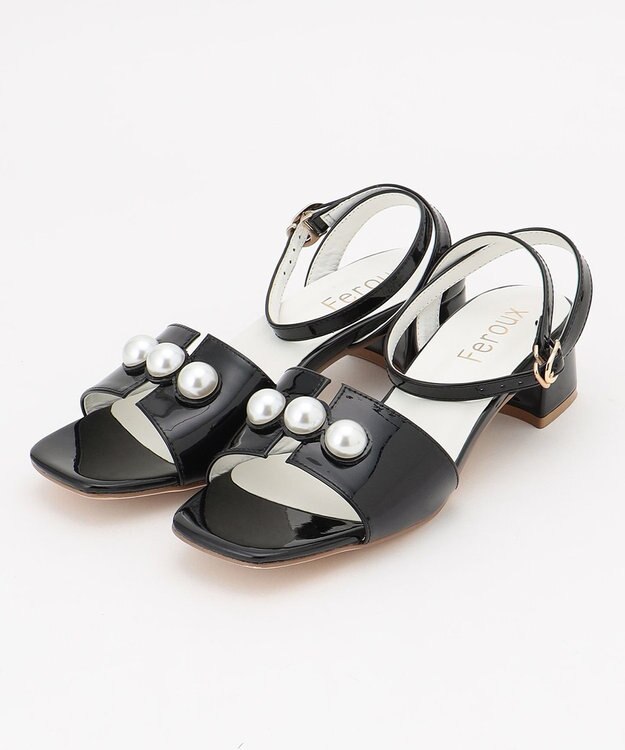 Feroux パールポイント サンダル ブラック系