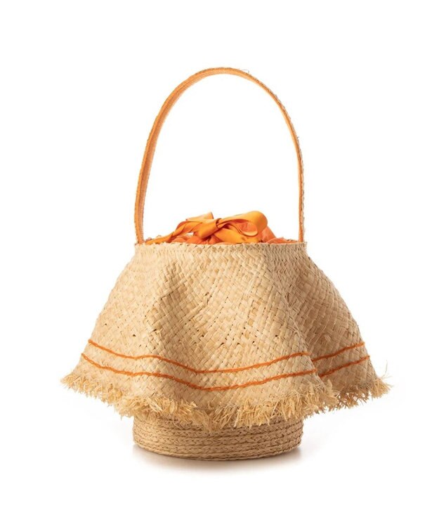 UNBILLION kakatoo ラフィアラッフルステッチワークワンショルダー オレンジ