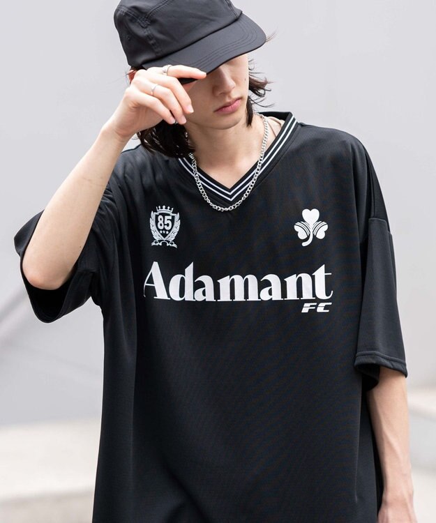 WEGO 【２点セット/ユニセックス着用ITEM/吸水速乾】アクセ付きメッシュロゴT（SS） ブラック