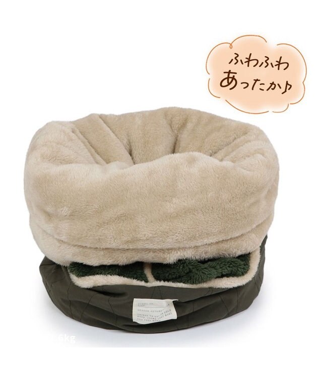 PET PARADISE ペットパラダイス 遠赤外線 寝袋  筒型《オニオン柄》 M カーキ