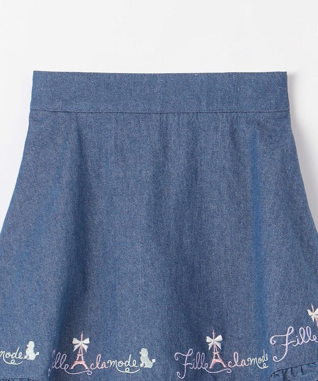 ANY KIDS 裾 ロゴ刺繍 スカパン デニムブルー