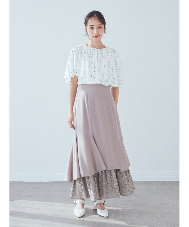 earth music&ecology ケープカラーブラウス Dot