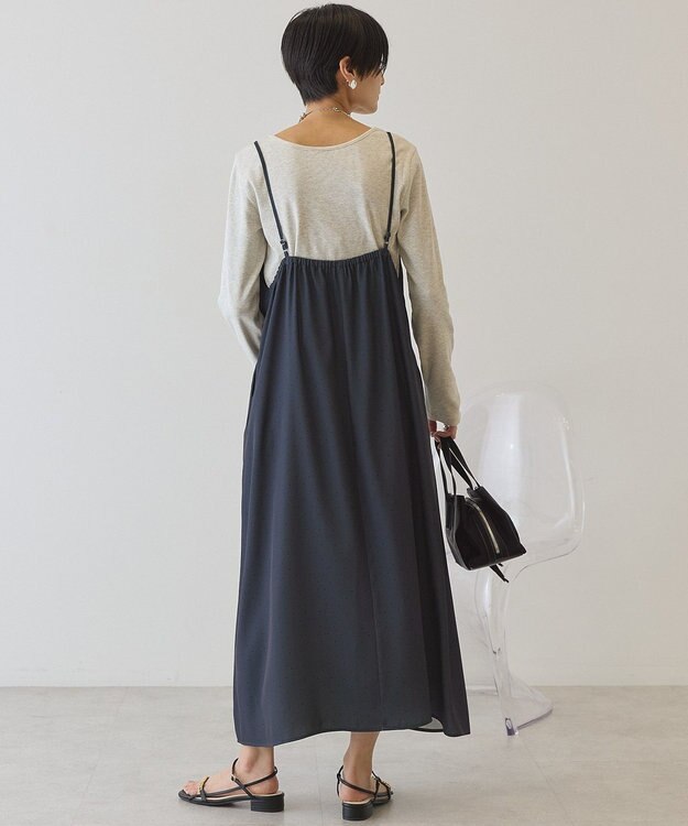 AMERICAN HOLIC サイドシャーリングVネックドットキャミワンピース Gray