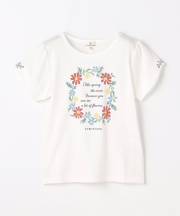 組曲 KIDS  【110-140㎝】 フラワーリースTeeシャツ オフホワイト