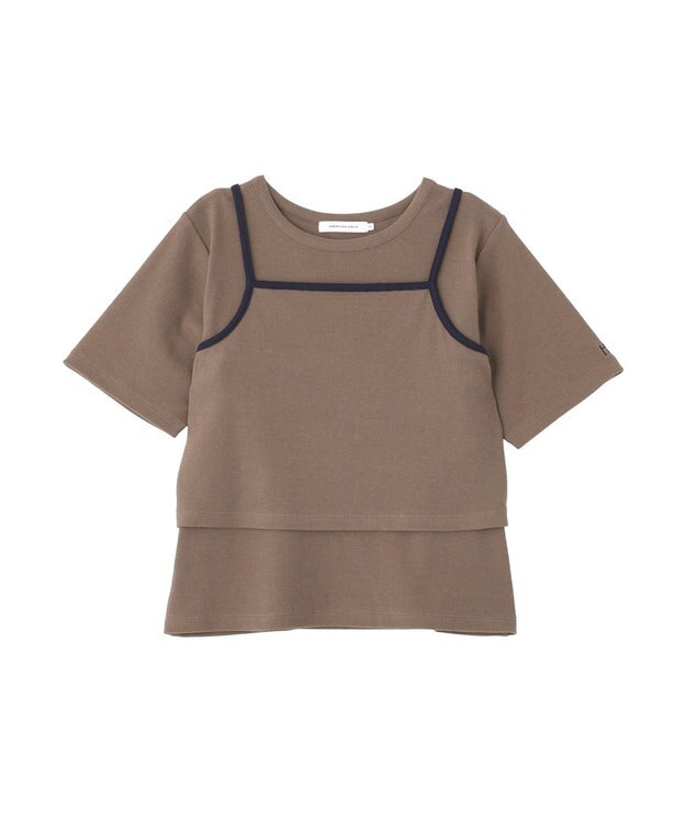 AMERICAN HOLIC 【2点セット】配色キャミ＋Tシャツ Brown
