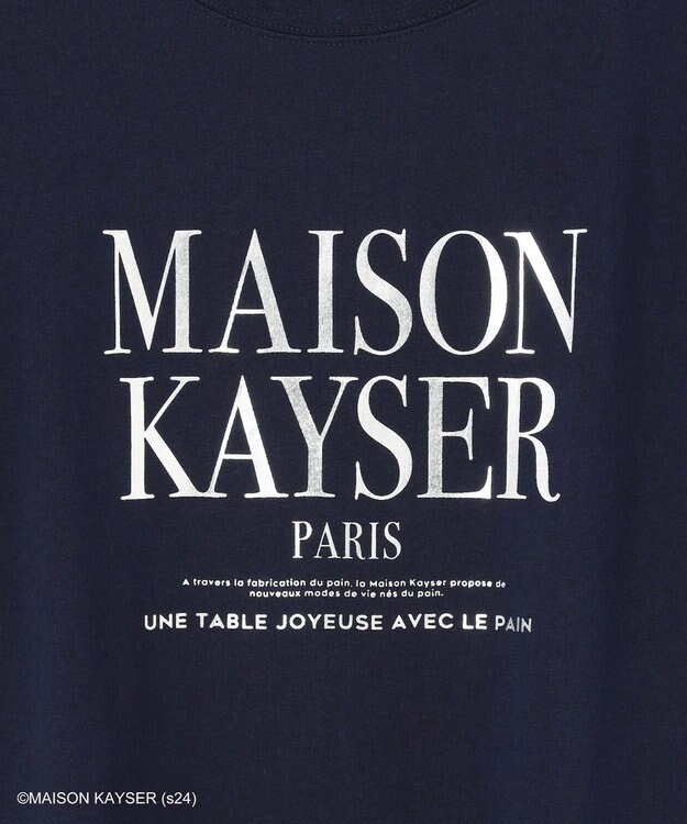 ANY 【MAISON KAYSERコラボ】箔プリントロゴ半袖Tシャツ ネイビー×シルバー