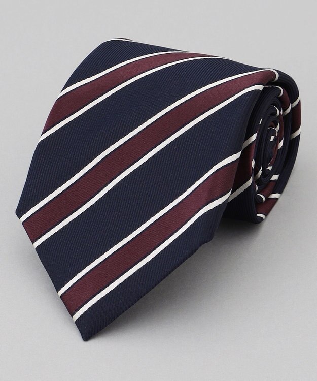 GOTAIRIKU  GOTAIRIKU別注【日本製】シルク ネクタイ_レジメンタル柄 ネイビー×ボルドー