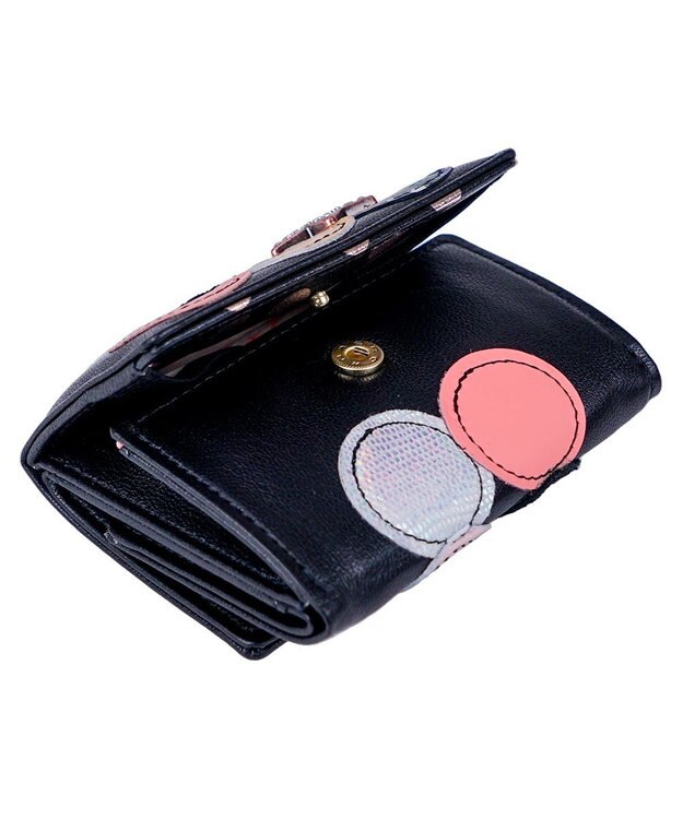 tsumori chisato CARRY 新マルチドット　ミニ財布　3つ折り 【キラキラでかわいい！本革のやわらかな風合い】 ブラックⅡ