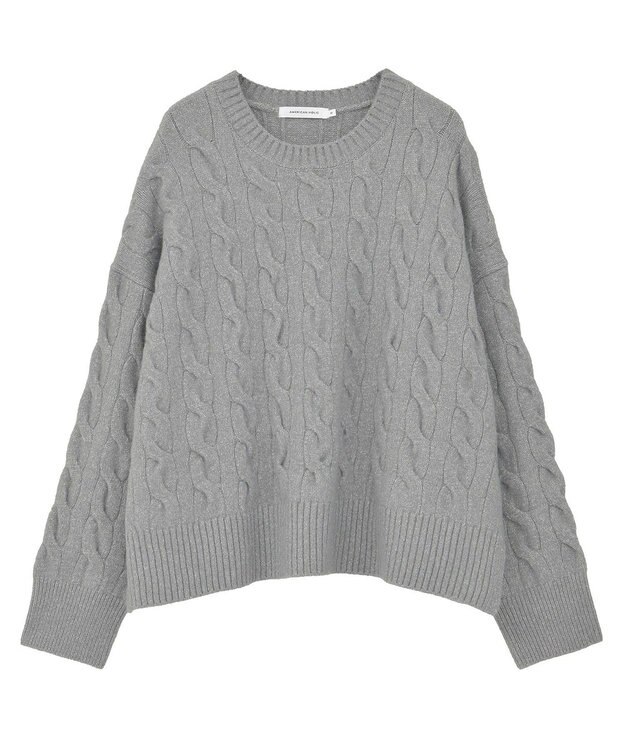 AMERICAN HOLIC ミドルゲージケーブルニットプルオーバー Gray Mixture
