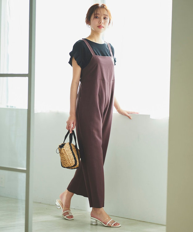 Feroux 【UVケア】タックスリーブ Tシャツ ブラック系