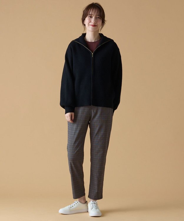 ANY 【UVカット/ウエストゴム/ストレッチ】大人の７daysデイリーパンツ グレンチェック