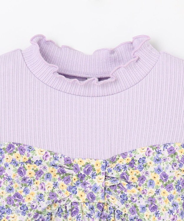 ANY KIDS ドッキング花柄カットソー ラベンダー