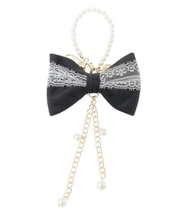 Maison de FLEUR ベロアレースリボンチャーム Black