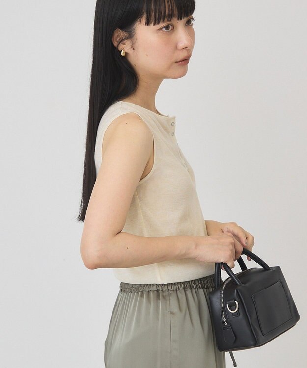 AMERICAN HOLIC 【2点セット】シアーリブヘンリーネックニット＋タンクトップ Black
