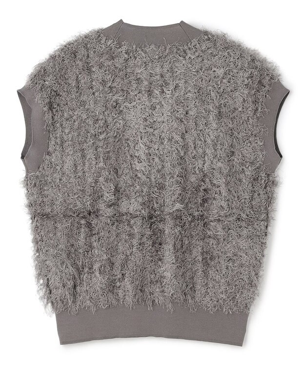 BEIGE， LYCORIS / カットフリンジ Vネックニット Gray