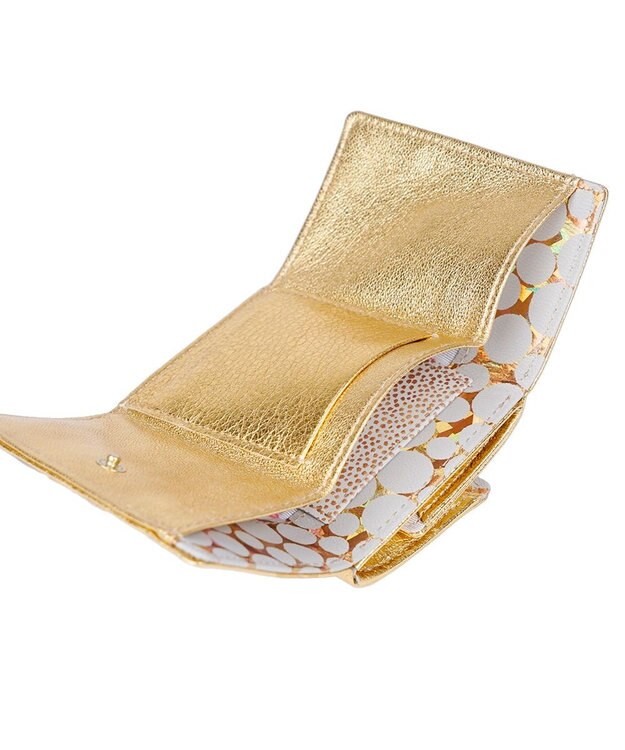 tsumori chisato CARRY 新マルチドット　ミニ財布　3つ折り 【キラキラでかわいい！本革のやわらかな風合い】 ゴールド