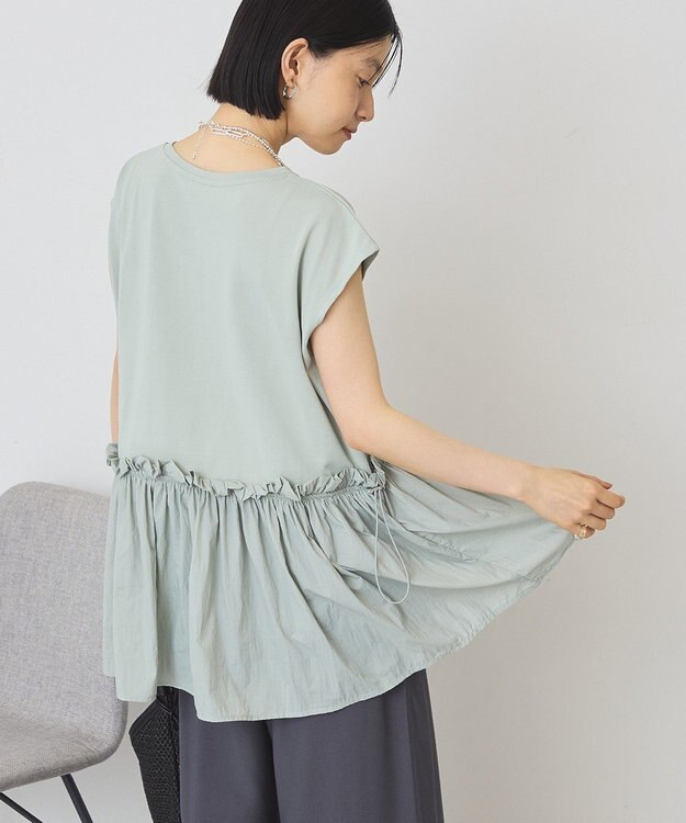 AMERICAN HOLIC 汗染み防止・異素材ペプラムプルオーバー Grayish Khaki