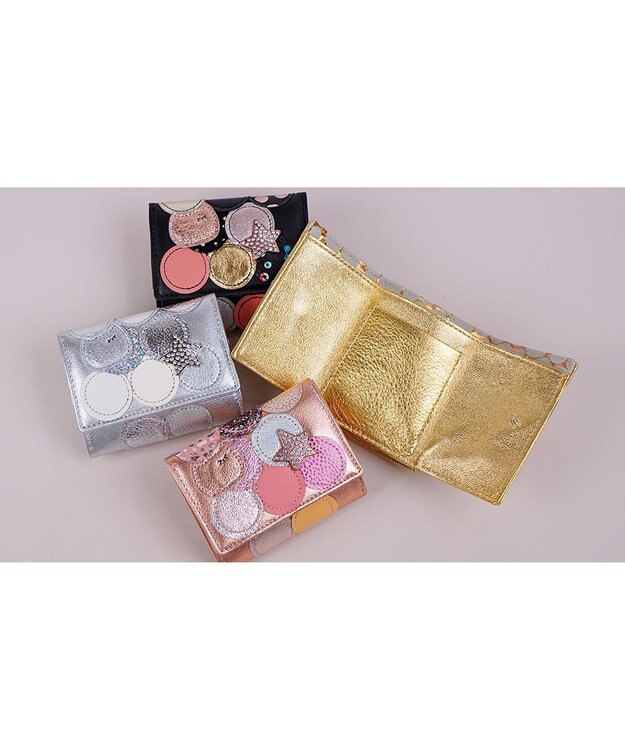 tsumori chisato CARRY 新マルチドット　ミニ財布　3つ折り 【キラキラでかわいい！本革のやわらかな風合い】 シルバー