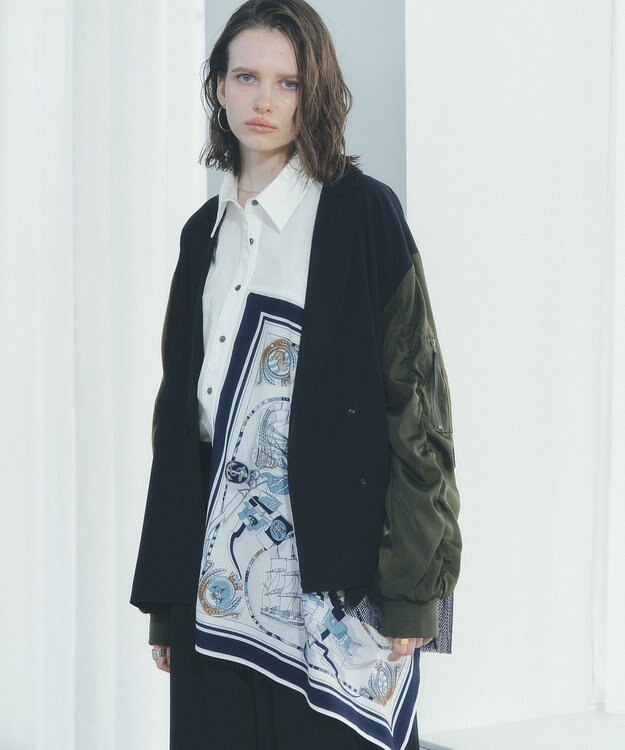 YECCA VECCA スカーフデザインアシメシャツ White