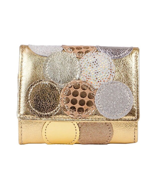 tsumori chisato CARRY 新マルチドット　ミニ財布　3つ折り 【キラキラでかわいい！本革のやわらかな風合い】 ゴールド