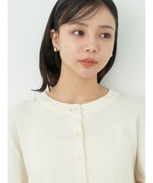 earth music&ecology プリーツドッキングカーディガン Ivory