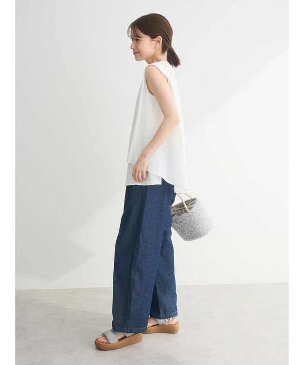 Green Parks 異素材レイヤードノースリーブブラウス Off White