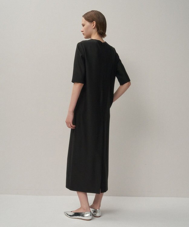 ATON WOOL CUPRA | ハーフスリーブドレス BLACK